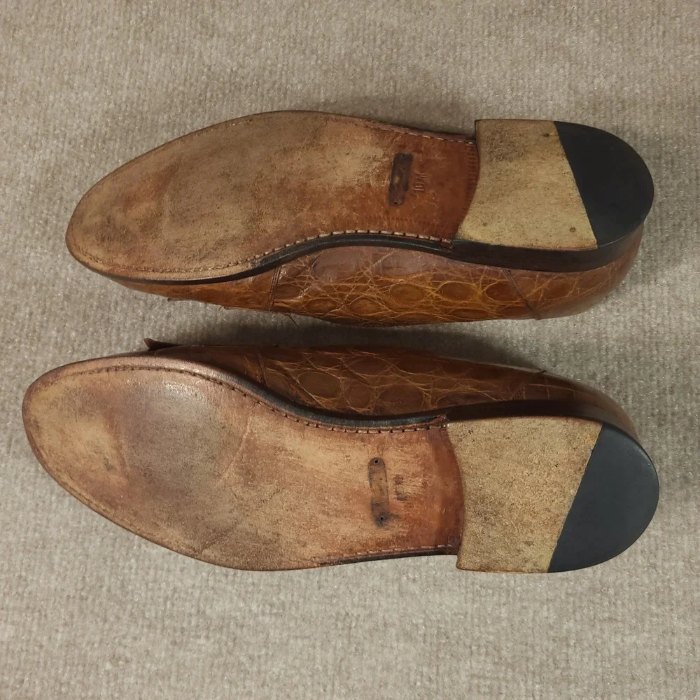 Mezlan Loafers Mens 10 Brown Alligator Tassel Kiltie Platinum Rodeo Spain Luxury
